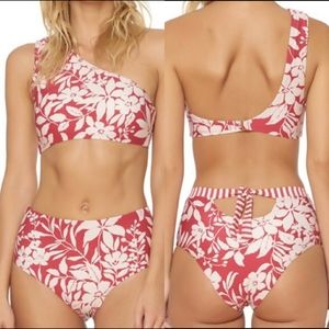 Red Carter Shanghai Ruby Bikini Set High Waist One Shoulder Tina Bethany Floral